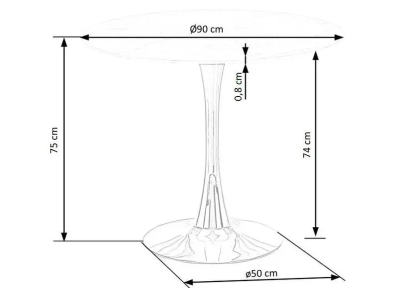 Stół okrągły Casemiro 90 cm blat biały marmur/złoty