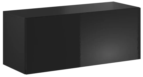 Szafka RTV Vivo 100 cm wisząca z oświetleniem LED czarny/czarny połysk
