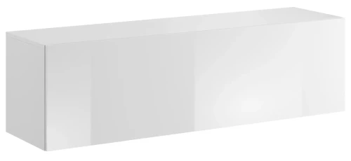 Szafka RTV Vivo 140 cm wisząca z oświetleniem LED biały/biały połysk