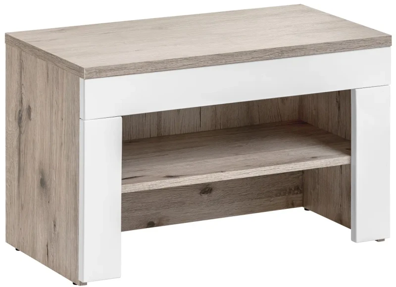 Zestaw mebli do przedpokoju Gustavo X trzy elementy dąb wellington/biały połysk bez poduszki