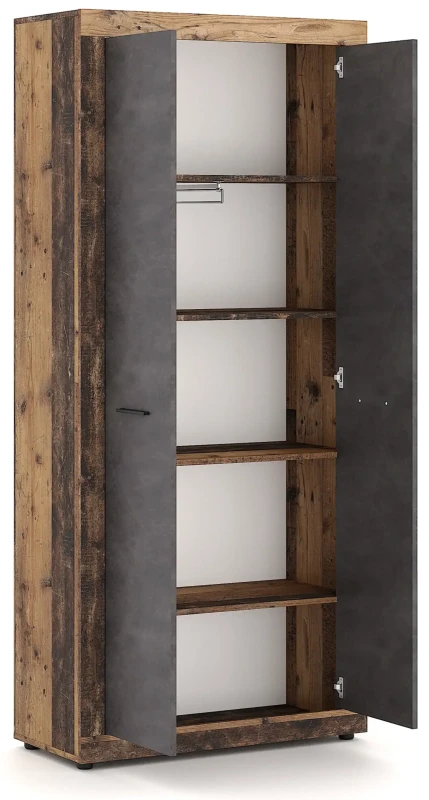 Szafa Luna II 89 cm dwudrzwiowa do przedpokoju Old Style Ciemny/Matera