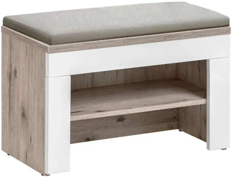 Zestaw mebli do przedpokoju Gustavo VI z LED dąb wellington/biały połysk z poduszką