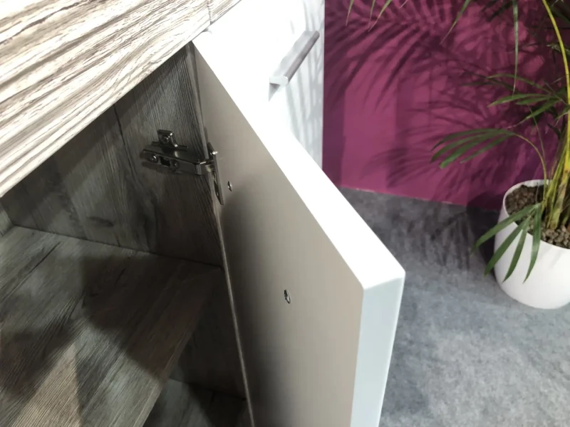 Zestaw mebli do przedpokoju Gustavo VI z LED dąb wellington/biały połysk