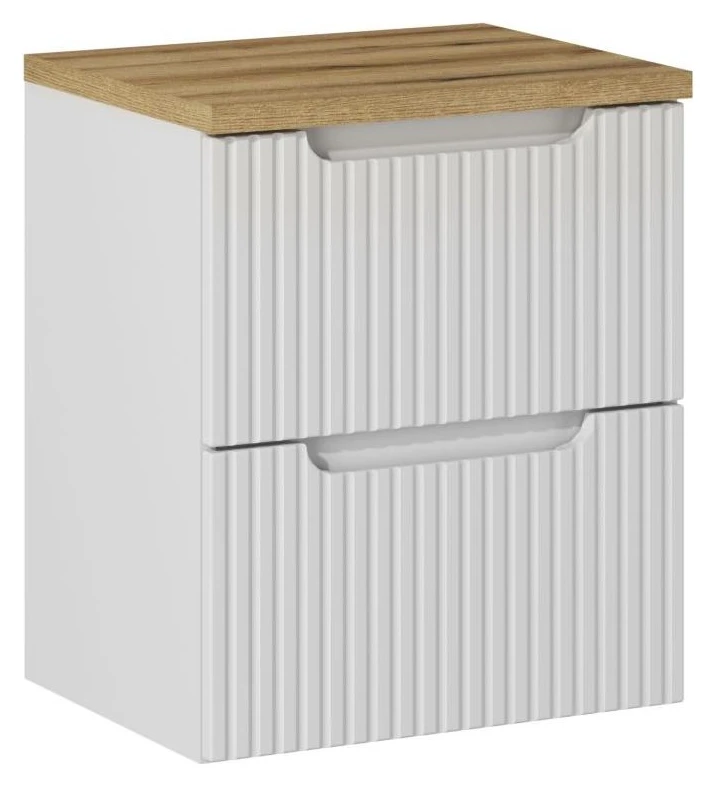 Zestaw mebli łazienkowych NOVA WHITE szafka 50 cm 2 szuflady z blatem dąb 50 cm