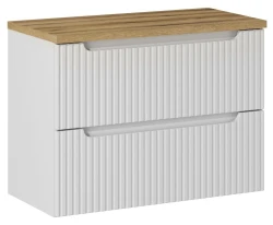 Zestaw mebli łazienkowych NOVA WHITE szafka 80 cm 2 szuflady z blatem dąb 80 cm