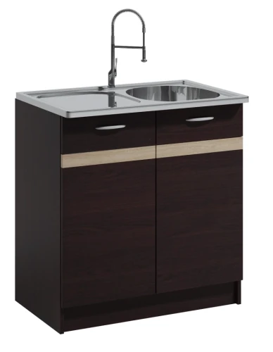 Szafka kuchenna Livia 09 dolna 80 cm pod zlewozmywak dąb sonoma ciemna