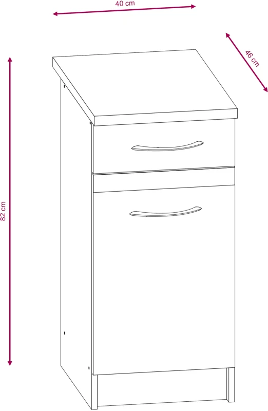 Szafka kuchenna Livia 10 dolna 40 cm z szufladą dąb sonoma ciemna