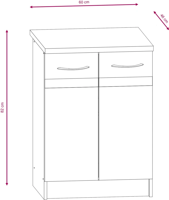 Szafka kuchenna Livia 11 dolna 60 cm 2-drzwiowa dąb sonoma ciemna