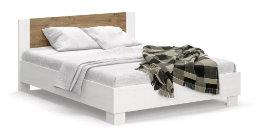 Łóżko Markos 160x200 cm ze stelażem i zagłówkiem sosna anderson/dąb