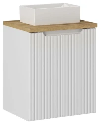 Zestaw mebli łazienkowych NOVA WHITE szafka 50 cm z umywalką GAJA i blatem dąb 50 cm