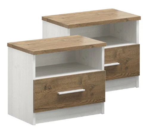 Szafka nocna Markos 51 cm (2 szt.) z szufladą sosna anderson/dąb