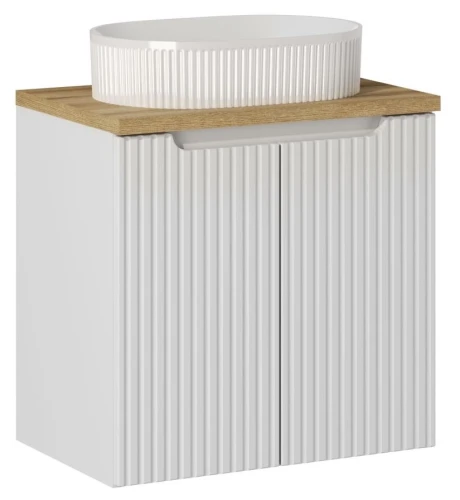 Zestaw mebli łazienkowych NOVA WHITE szafka 60 cm z umywalką BEYOND i blatem dąb 60 cm