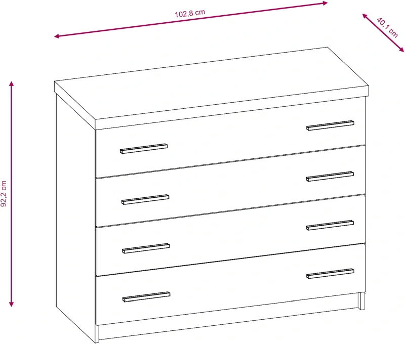Komoda Markos 103 cm z 4 szufladami do sypialni dąb sonoma/biały