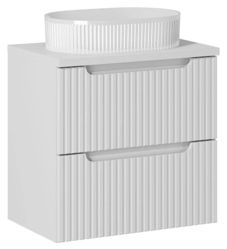 Zestaw mebli łazienkowych NOVA WHITE szafka 60 cm 2 szuflady z umywalką BEYOND i białym blatem 60 cm