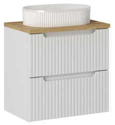 Zestaw mebli łazienkowych NOVA WHITE szafka 60 cm 2 szuflady z umywalką BEYOND i blatem dąb 60 cm