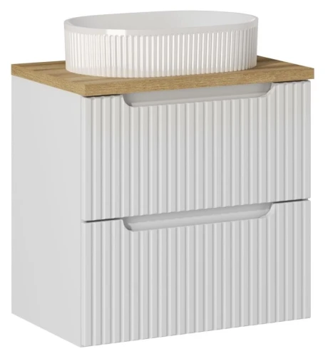 Zestaw mebli łazienkowych NOVA WHITE szafka 60 cm 2 szuflady z umywalką BEYOND i blatem dąb 60 cm