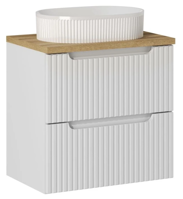 Zestaw mebli łazienkowych NOVA WHITE szafka 60 cm z umywalką BEYOND i blatem dąb 60 cm