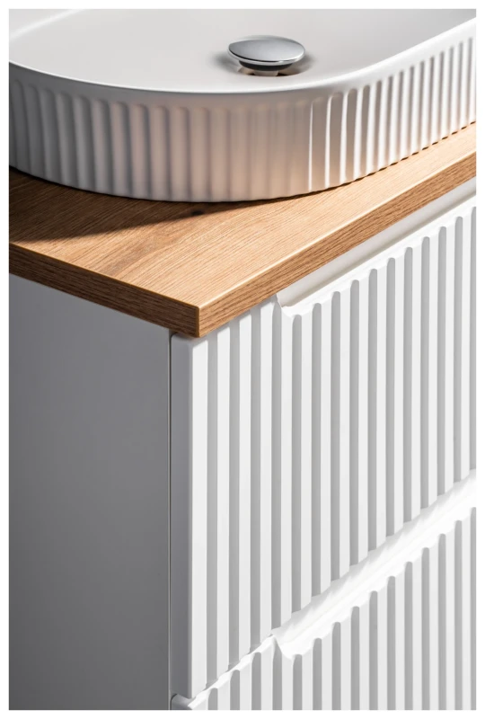 Zestaw mebli łazienkowych NOVA WHITE szafka 60 cm z umywalką BEYOND i blatem dąb 60 cm