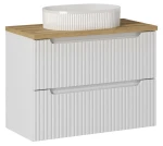 Zestaw mebli łazienkowych NOVA WHITE szafka 80 cm 2 szuflady z umywalką BEYOND i blatem dąb 80 cm
