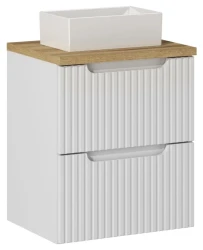 Zestaw mebli łazienkowych NOVA WHITE szafka 50 cm 2 szuflady z umywalką GAJA i blatem dąb 50 cm