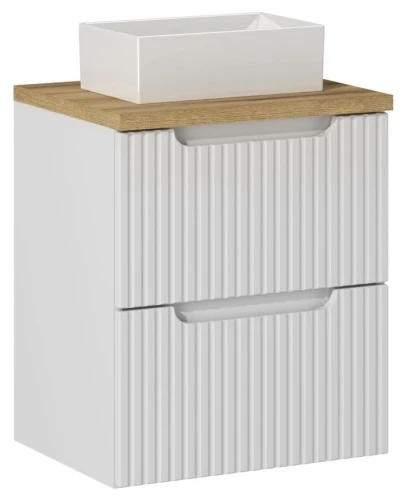 Zestaw mebli łazienkowych NOVA WHITE szafka 50 cm 2 szuflady z umywalką GAJA i blatem dąb 50 cm