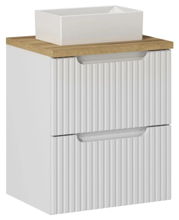 Zestaw mebli łazienkowych NOVA WHITE szafka 50 cm z umywalką GAJA i blatem dąb 50 cm