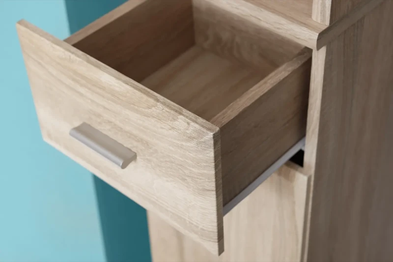 Zestaw mebli do przedpokoju Amario VIII z tapicerowanym panelem dąb sonoma/beż