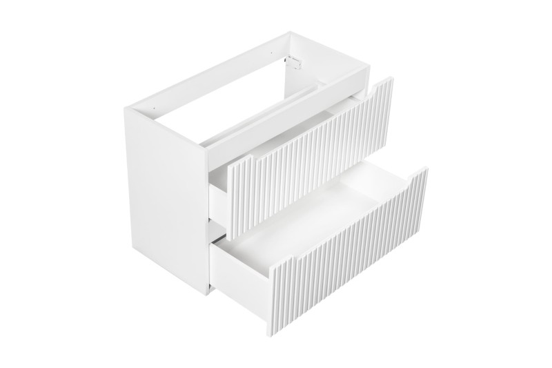 Zestaw mebli łazienkowych NOVA WHITE szafka 80 cm 2 szuflady z umywalką BEYOND i białym blatem 80 cm