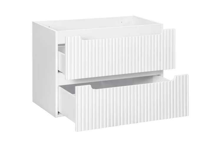 Zestaw mebli łazienkowych NOVA WHITE szafka 80 cm 2 szuflady z umywalką BEYOND i białym blatem 80 cm