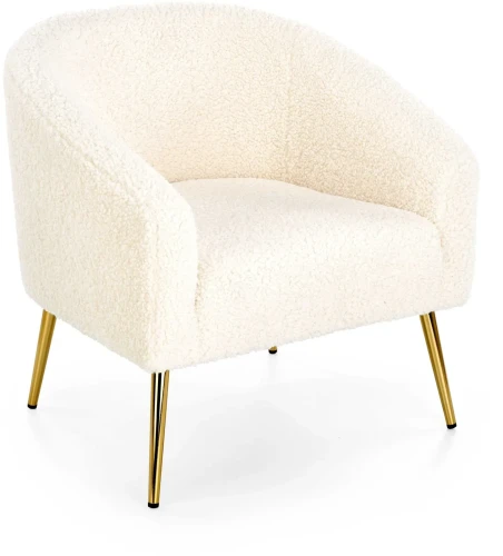 Fotel wypoczynkowy Grifon do salonu kremowy/złoty