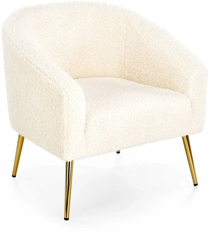 Fotel wypoczynkowy Grifon do salonu kremowy/złoty