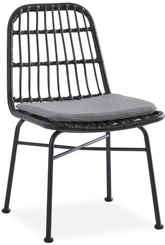 Krzesło K401 rattan syntetyczny z poduszką czarny/popielaty