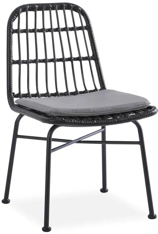 Krzesło K401 rattan syntetyczny z poduszką czarny/popielaty