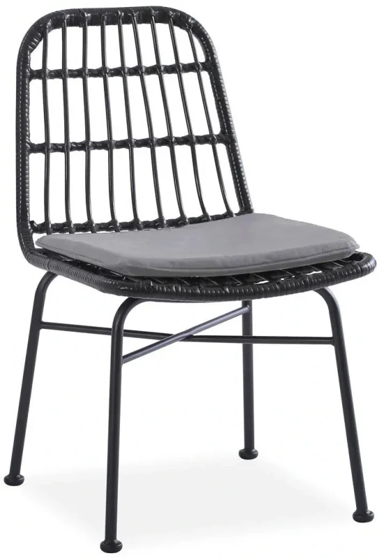 Krzesło K401 rattan syntetyczny z poduszką czarny/popielaty