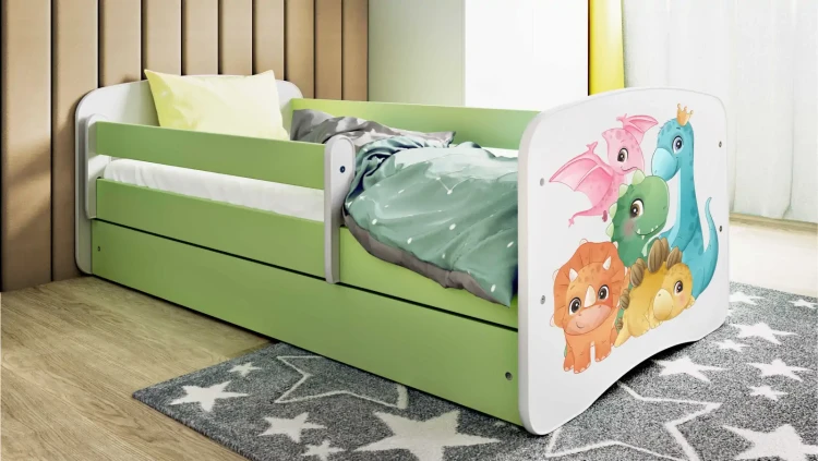 Łóżeczko dla dziewczynki 140x70 BABYDREAMS - dinusie - rodzinka