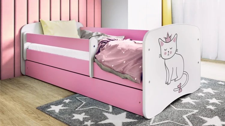 Łóżeczko dla dziewczynki 160x80 BABYDREAMS - kotek