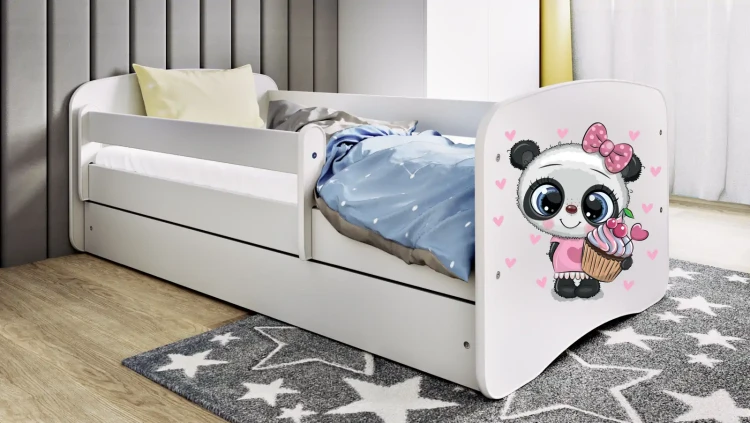 Łóżeczko dla dziewczynki 160x80 BABYDREAMS - panda z muffunką