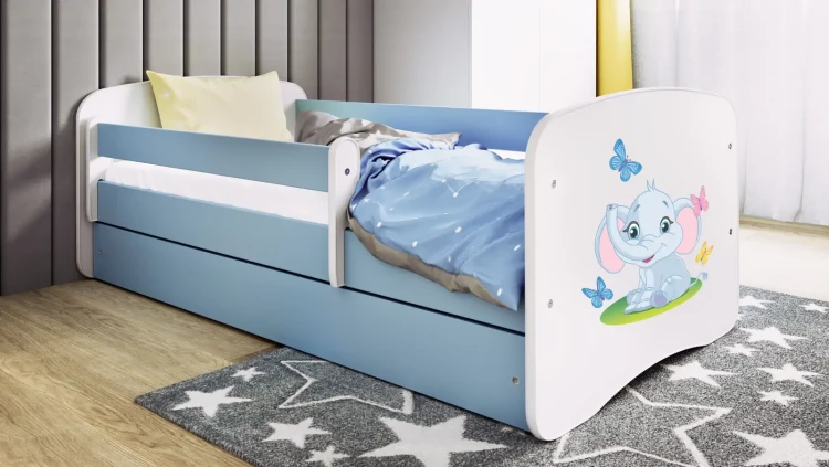Łóżeczko dla dziewczynki 160x80 BABYDREAMS - słonik z motylkami