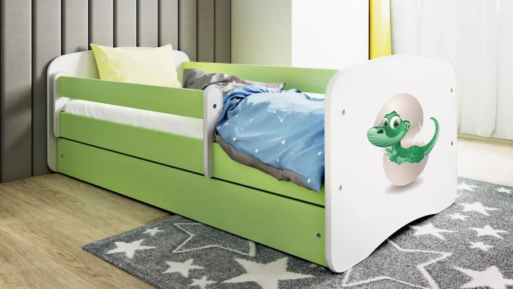 Łóżeczko dla dziewczynki 160x80 BABYDREAMS  - dino w jajku