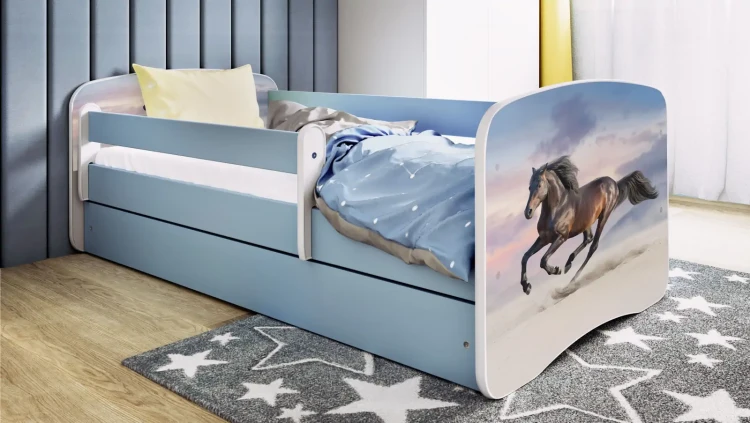 Łóżeczko dla dziewczynki 160x80 BABYDREAMS - koń w galopie