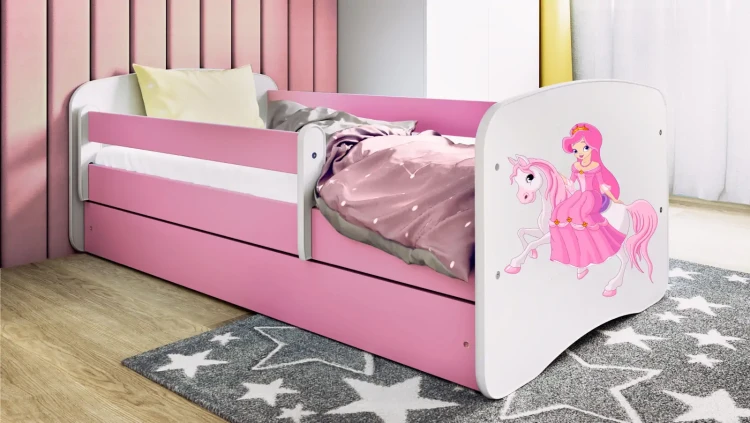 Łóżeczko dla dziewczynki 180x80 BABYDREAMS - księżniczka na koniku