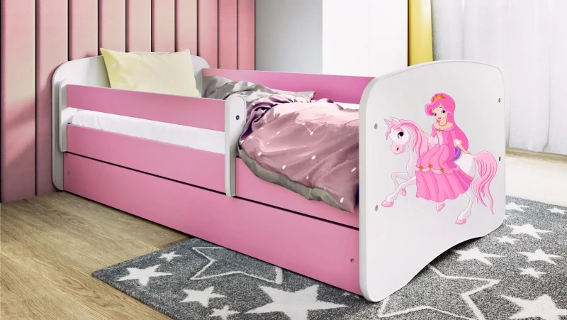 Łóżeczko dla dziewczynki 180x80 BABYDREAMS - księżniczka na koniku