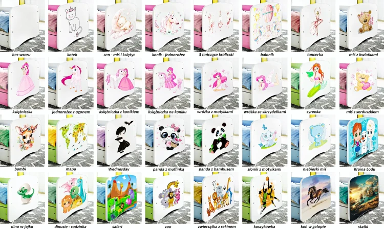 Zestaw mebli dziecięcych dla dziewczynki z łóżkiem 160x80 BABYDREAMS