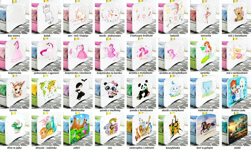Zestaw mebli dziecięcych dla dziewczynki z łóżkiem 160x80 BABYDREAMS