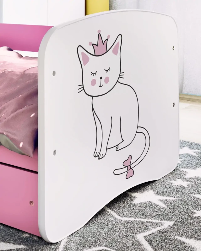 Zestaw mebli dziecięcych dla dziewczynki z łóżkiem 160x80 BABYDREAMS - kotek