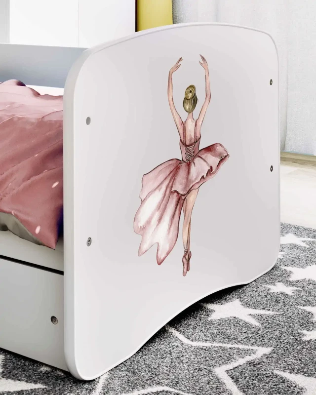 Zestaw mebli dziecięcych dla dziewczynki z łóżkiem 160x80 BABYDREAMS - tancerka