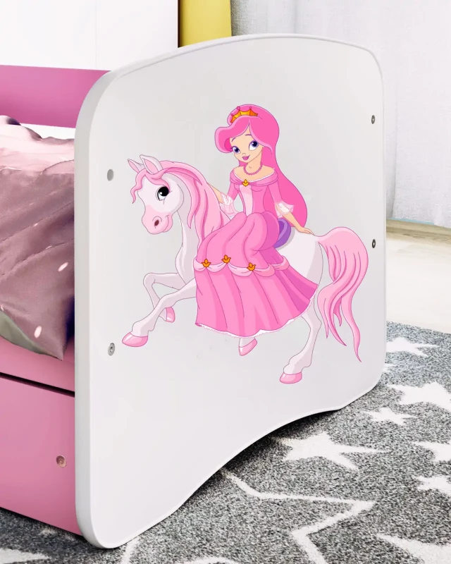 Zestaw mebli dziecięcych dla dziewczynki z łóżkiem 160x80 BABYDREAMS - księżniczka na koniku