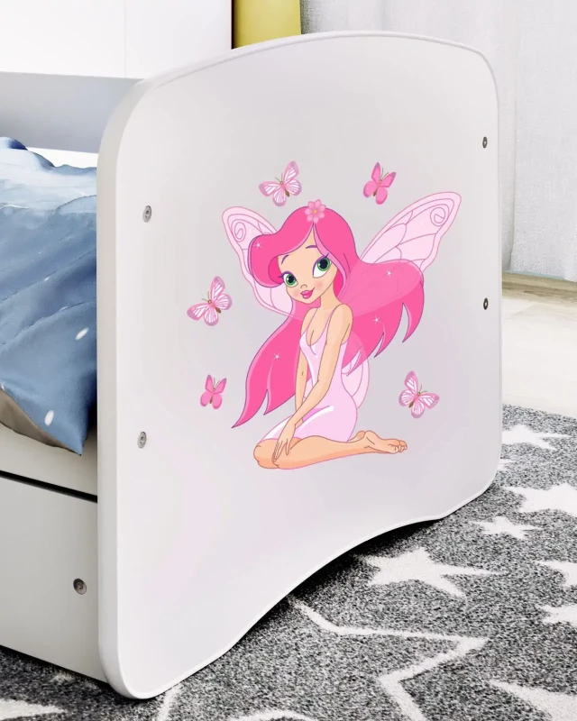 Zestaw mebli dziecięcych dla dziewczynki z łóżkiem 160x80 BABYDREAMS - wróżka z motylkami