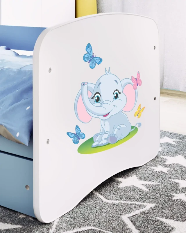 Zestaw mebli dziecięcych dla dziewczynki z łóżkiem 160x80 BABYDREAMS - słonik z motylkami