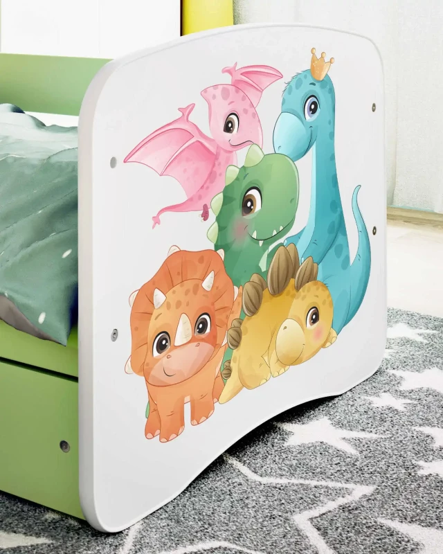 Zestaw mebli dziecięcych dla dziewczynki z łóżkiem 160x80 BABYDREAMS - dinusie - rodzinka